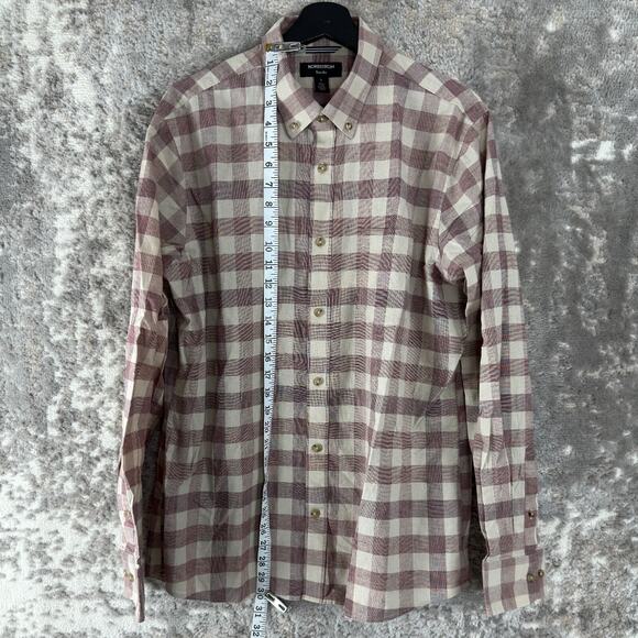 Nordstrom Size S Trim Fit Checker Casual Button Shirt Long Sleeve Collared - Picture 3 of 8